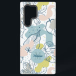 Pastel colors Palm leaves and organic shapes Samsung Galaxy S22 Ultra Case<br><div class="desc">Pastel colors tropical palm leaves with organic shapes in a seamless pattern with a white background. Optional monogram.</div>