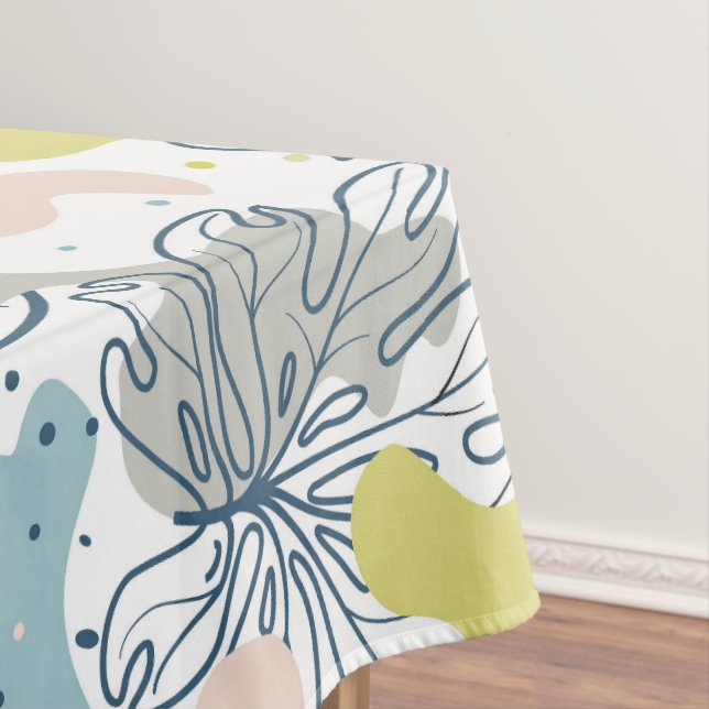 Pastel colors Palm leaves and organic shapes Tablecloth (In Situ)