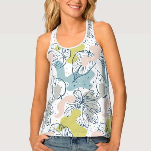 Pastel colors Palm leaves and organic shapes Tank Top