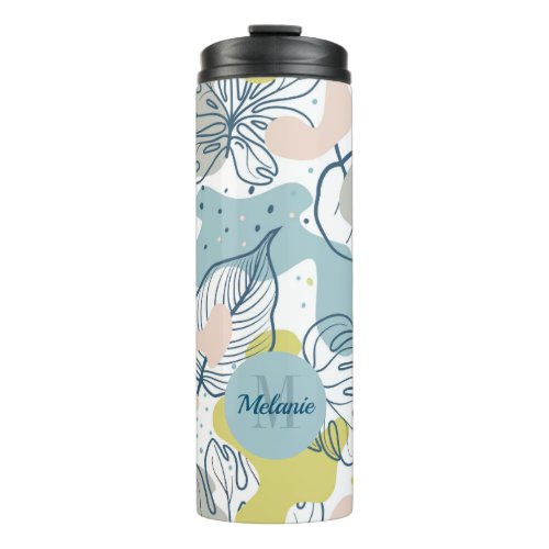 Pastel colors Palm leaves and organic shapes Thermal Tumbler