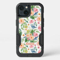 Pastel colors peonies flowers pattern