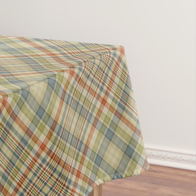 Pastel colors plaid pattern tablecloth (In Situ)