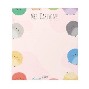 Pastel Colors Polka Dot Chicks Teacher Notepad