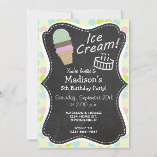 Pastel Colors, Polka Dot; Ice Cream Cone Invitation