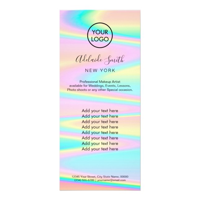 pastel colors price list rack card (Front)