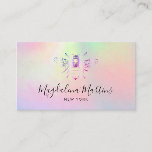 pastel colors purple bee logo business card