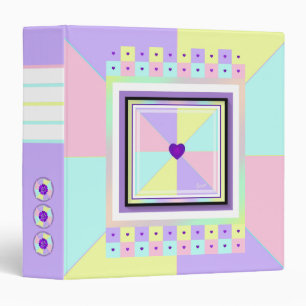 Pastel colors & purple hearts beating 3 ring binder