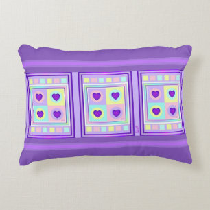 Pastel colors & purple hearts beating accent pillow
