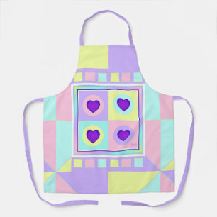 Pastel colors & purple hearts beating apron