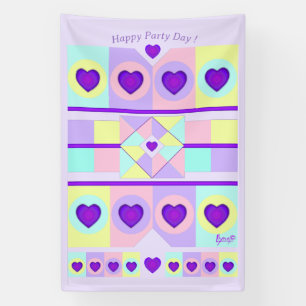Pastel colors & purple hearts beating banner
