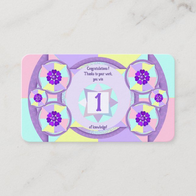 Pastel colors & purple hearts beating business card (Front)