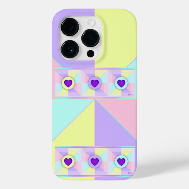 Pastel colors & purple hearts beating Case-Mate iPhone case (Back)