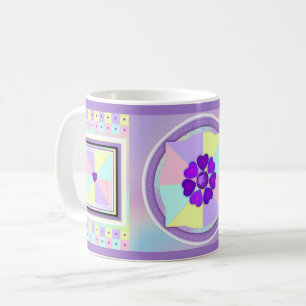 Pastel colors & purple hearts beating coffee mug