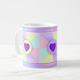 Pastel colors & purple hearts beating coffee mug