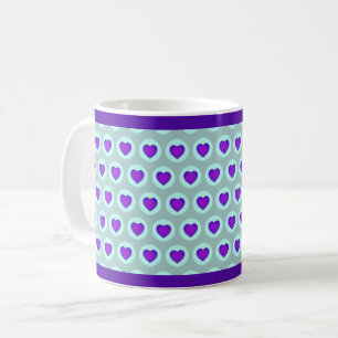 Pastel colors & purple hearts beating coffee mug