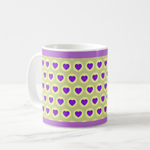 Pastel colors & purple hearts beating coffee mug