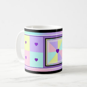 Pastel colors & purple hearts beating coffee mug