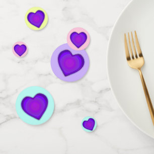 Pastel colors & purple hearts beating confetti