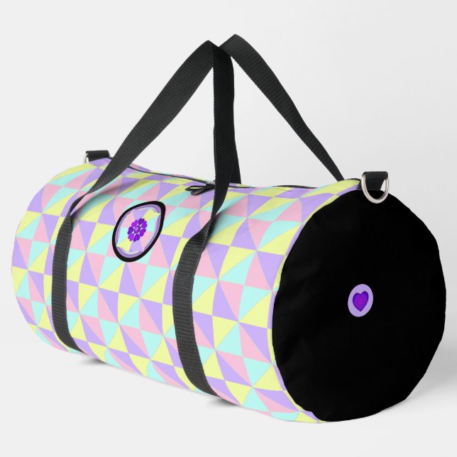 pastel colors & purple hearts beating duffle bag (Left Corner)