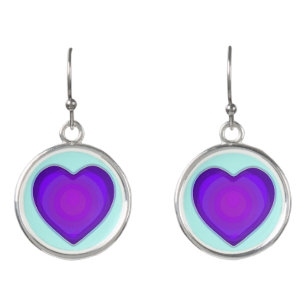 Pastel colors & purple hearts beating earrings