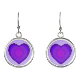 Pastel colors & purple hearts beating earrings
