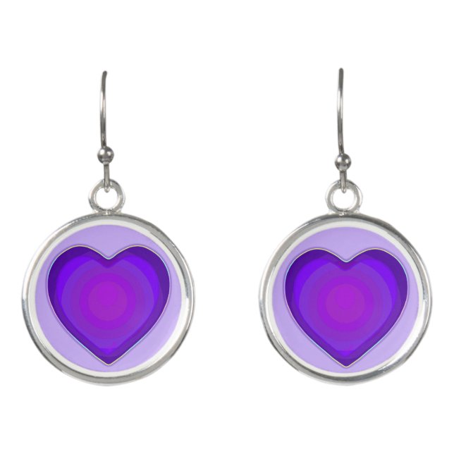 Pastel colors & purple hearts beating earrings (Front)