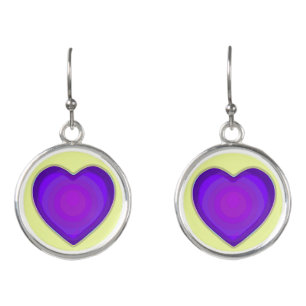 Pastel colors & purple hearts beating earrings