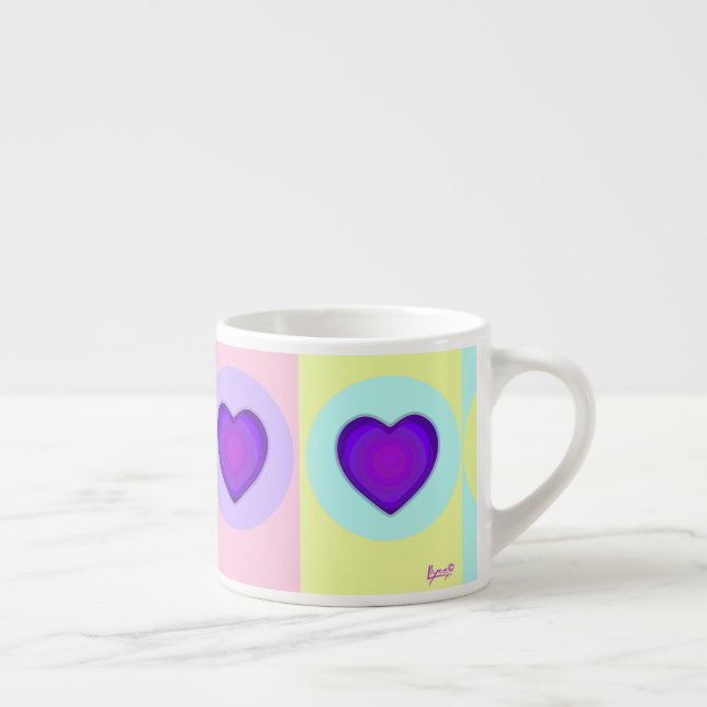 Pastel colors & purple hearts beating espresso cup (Right)