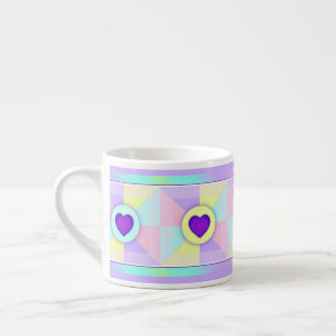 Pastel colors & purple hearts beating espresso cup