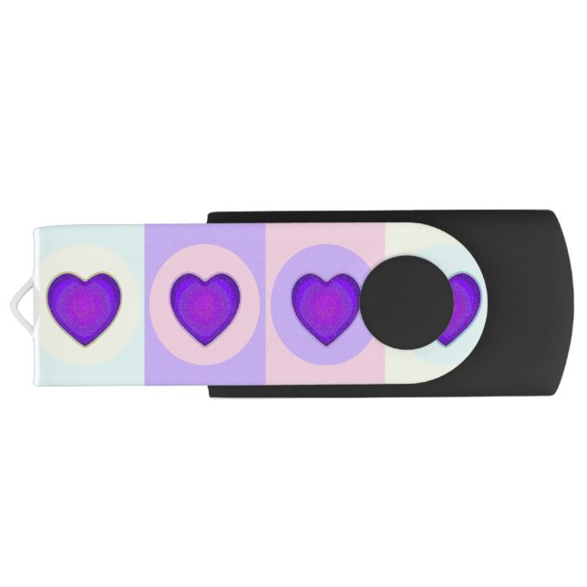 Pastel colors & purple hearts beating flash drive (Back)