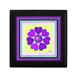 Pastel colors & purple hearts beating gift box