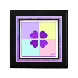 Pastel colors & purple hearts beating gift box