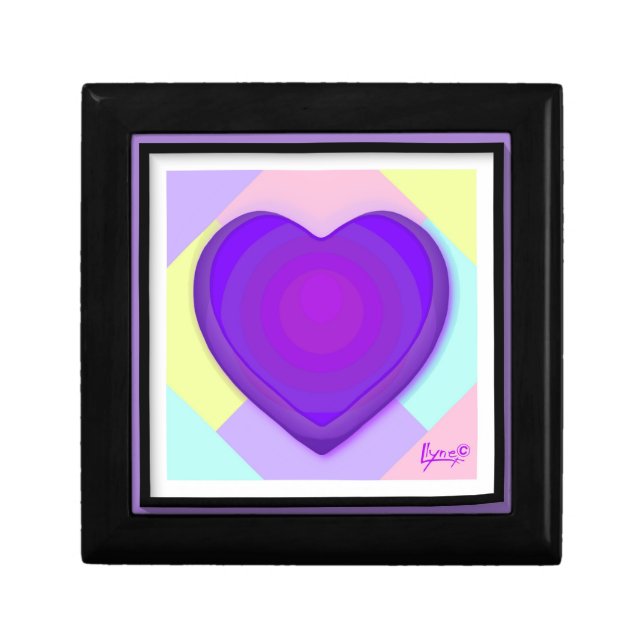 Pastel colors & purple hearts beating gift box (Front)