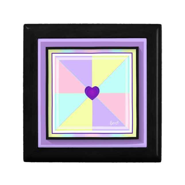 Pastel colors & purple hearts beating gift box (Front)