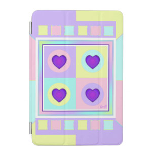 Pastel colors & purple hearts beating iPad mini cover