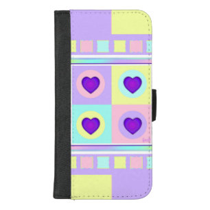 Pastel colors & purple hearts beating iPhone 8/7 plus wallet case