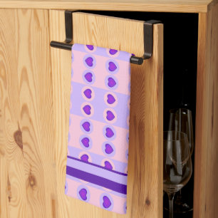 Pastel colors & purple hearts beating kitchen towel