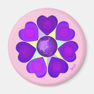 Pastel colors & purple hearts beating magnet