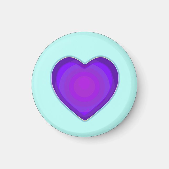 Pastel colors & purple hearts beating magnet (Front)