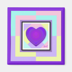 Pastel colors & purple hearts beating magnet