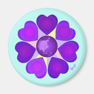 Pastel colors & purple hearts beating magnet