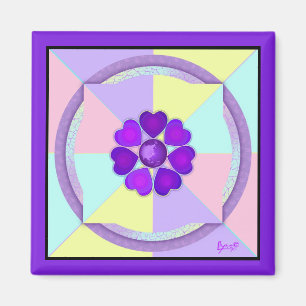 Pastel colors & purple hearts beating magnet
