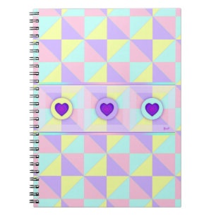 Pastel colors & purple hearts beating notebook