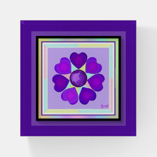 Pastel colors & purple hearts beating paperweight