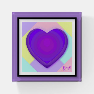 Pastel colors & purple hearts beating paperweight