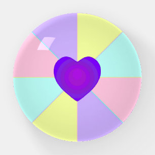 Pastel colors & purple hearts beating paperweight