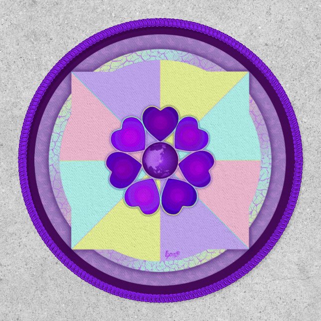 Pastel colors & purple hearts beating patch (Front)