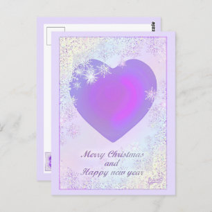 Pastel colors & purple hearts beating postcard