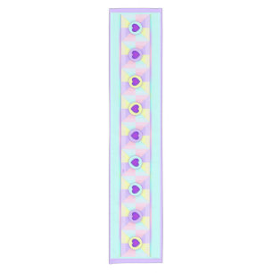 Pastel colors & purple hearts beating short table runner