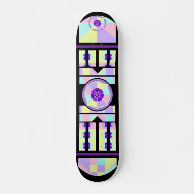 Pastel colors & purple hearts beating skateboard (Front)
